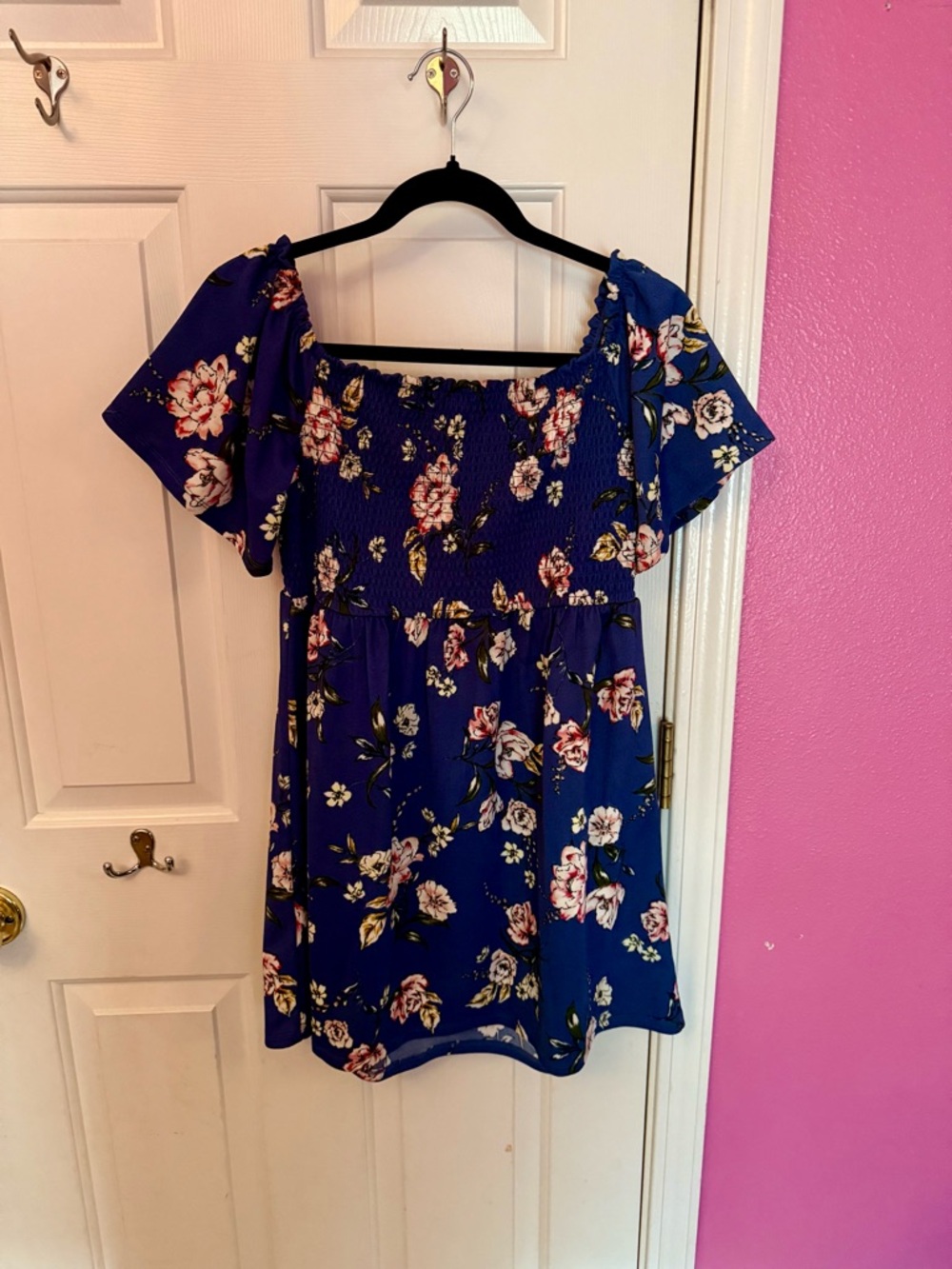 Xhilaration Purple Floral Smocked Top